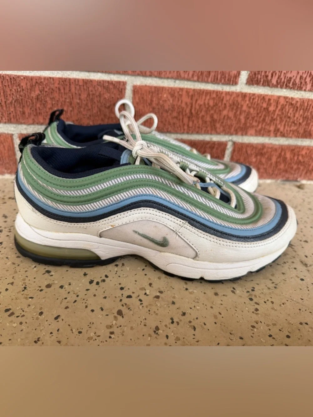 2008 Nike Air Max 97 Womens Size 8.5 green blue grey color sneaker shoes‎